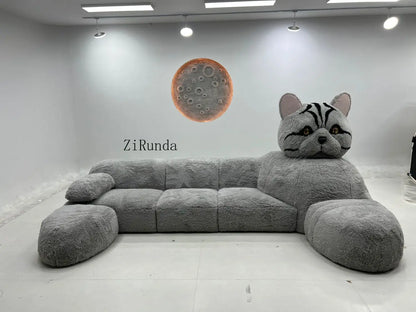 Cat-shaped cartoon animal sofa living room creative size apartment fabric plush sofa
