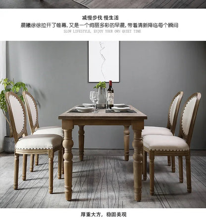 Retro Rattan Dining Chair Solid Wood French Chair Mobile Cafe Floor Modern American Country Leisure Chairs Home Furnitures