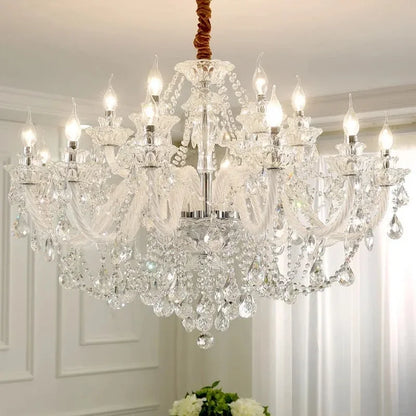 Luxury Home Crystal Chandeliers Villa Lighting for Living Room Decorate Ceiling Pendant Lamps Indoor Hanging Led Lights Fixture