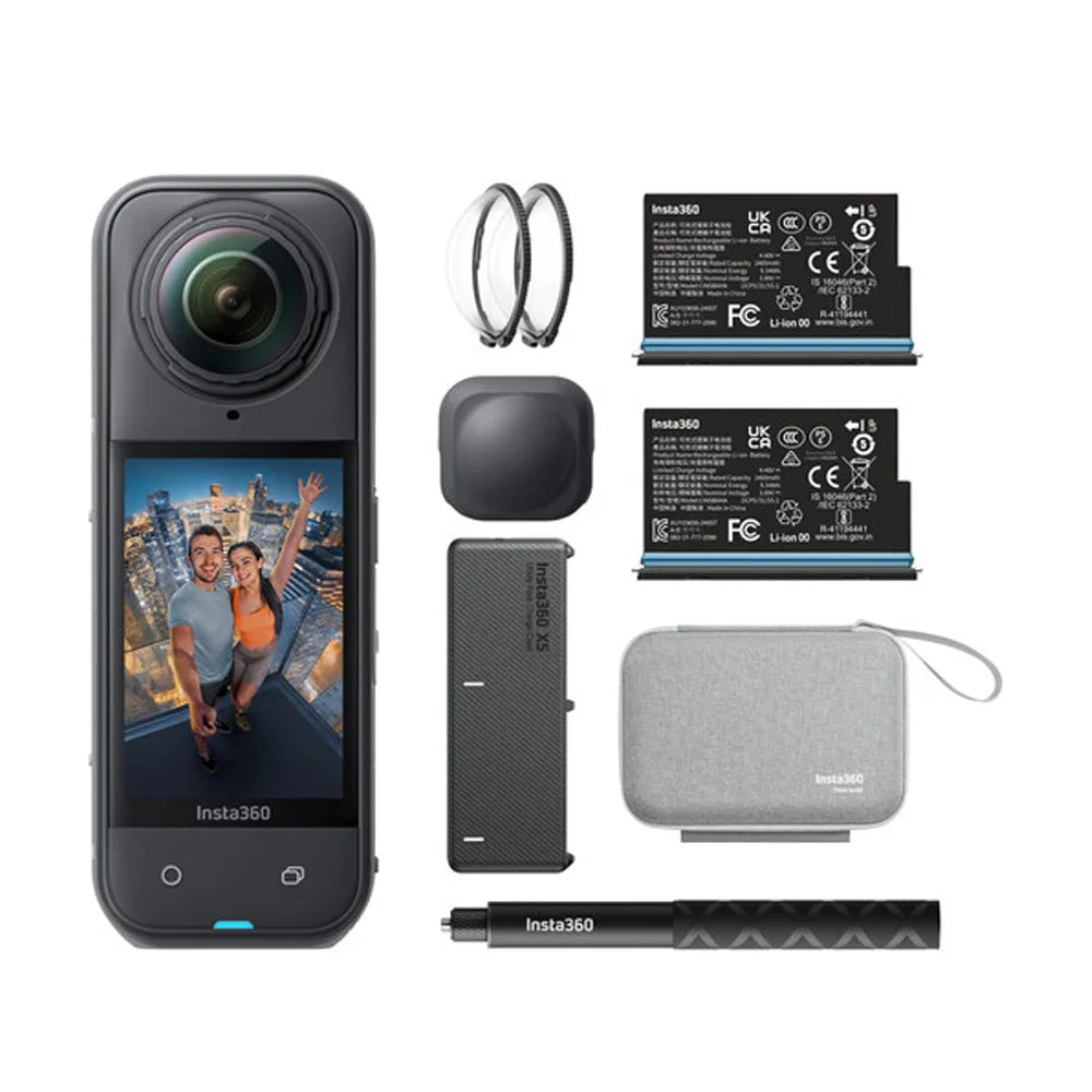 2025 New Arrival - Insta360 X5 360 Action Camera Essentials Bundle New Wind Guard 185 mins Run Time