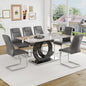 Dining Table Set for 6,Glass Table Top and MDF Base，Rectangular Dining Room Table with 6 PU Leather Upholstered Dining Chairs