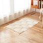 Vintage Nordic Style Cotton Linen Handmade Tassel Area Rug Checkerboard Tufted Floor Bedside Mat Living Room Bedroom Tapestry