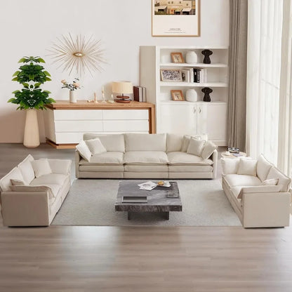 Luxury oversized 3-piece sofa set, 2-piece 2-seater and 1-piece 3-seater sofas, modern and comfortable cloud sofa set