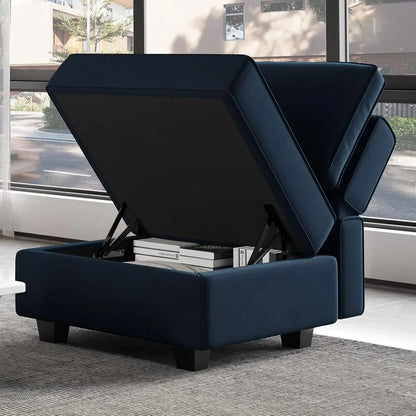 Storage of Modular Segmented Sofas Ottoman Modular Square Seats Item Weight 92 Pounds Cube Velvet Footstool Blue