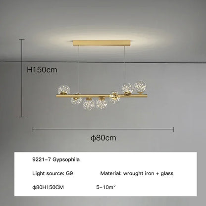Modern Led Long Ceiling Chandelier Suspension Glass Balls Dining Table Room Kitchen Home Decor Hanging Lamp Front Desk Lights