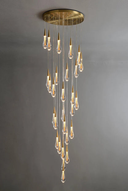 Modern crystal light chandelier for staircase large gold drop design led cristal lamp long villa lobby hanging lighting fixture