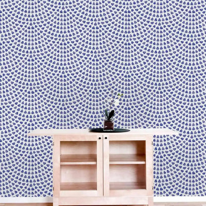 Blue drop-shaped Wallpaper ,Blue  Fish Scale Wall Paper Mural,Peel and Stick  Wall Papers  Roll  On White Background