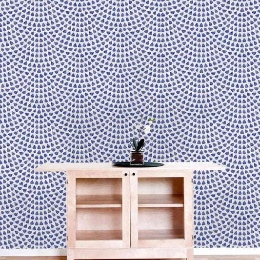 Blue drop-shaped Wallpaper ,Blue  Fish Scale Wall Paper Mural,Peel and Stick  Wall Papers  Roll  On White Background