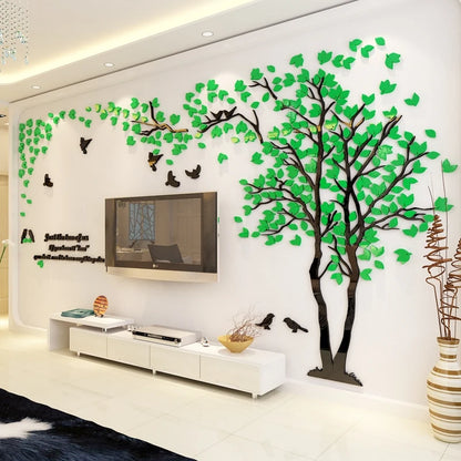 3D Mirror Tree Wall Sticker, Living Room Decals, DIY Acrylic Art, TV Background Wall Poster, Home Decoration, Bedroom Wallpaper