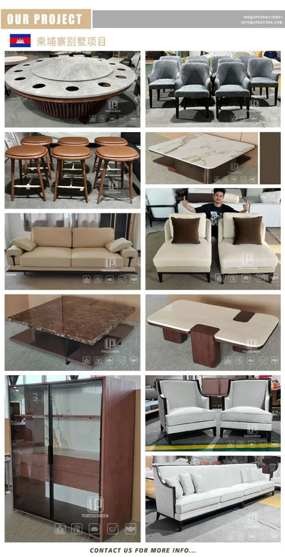 Modern popular light luxury leather full leather villa home improvement living room sofa 1 + 2 + 3 sofa combination set