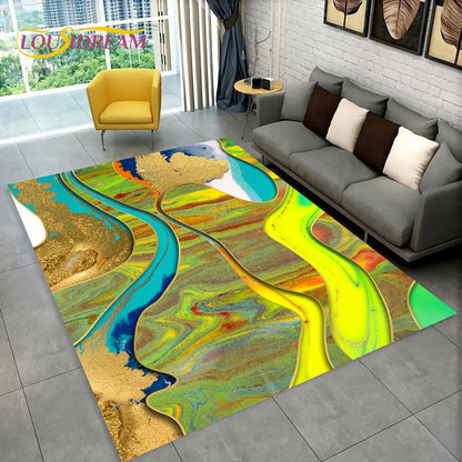 3D Colour Gold Nordic Marble Splendid Area Rug,Carpet for Home Living Room Bedroom Sofa Doormat Kitchen Decor,Non-slip Floor Mat