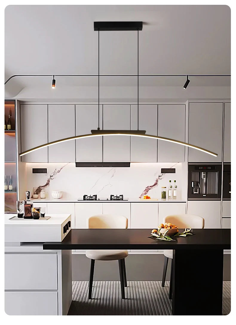 Modern LED Pendant Light Dimmable Hanging Lamp for Dining Room Kitchen Minimalist Arc Design Restaurant Energy Saving, Easy Inst