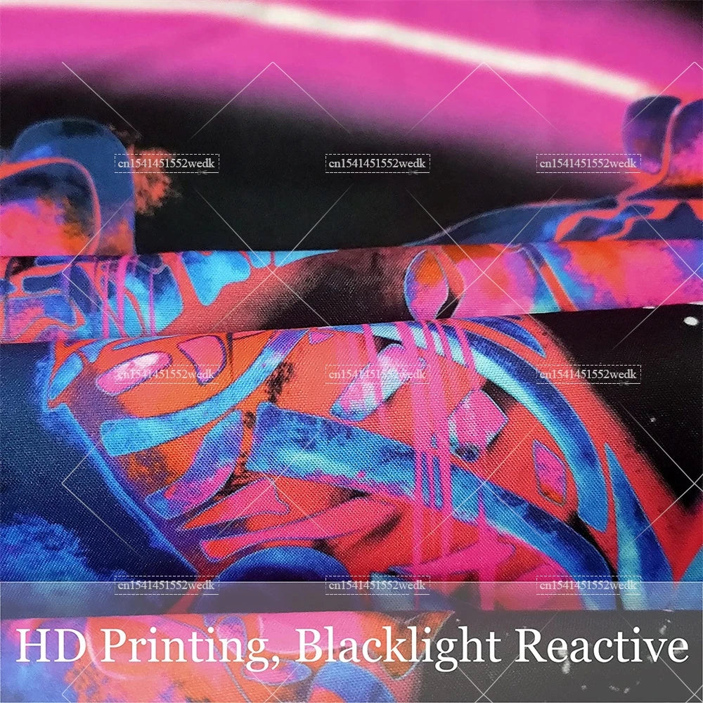 Blacklight Mushroom Tapestry UV Reactive Hippie Skull Tapestries Wall Hanging Eyes Forest Tapestry Glow In The Dark Posters