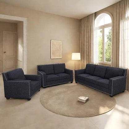 Cars Sofa for Living Room Set 3 Piece Modern Decor Loveseat Set with Arms and Nailhead,Includes Couch and A