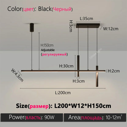 New restaurant chandelier modern simple dining room table bar lights long strip spotlight creative designer pendant lamps
