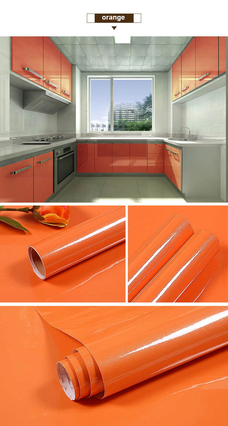 PVC Waterproof Oil-Proof Wallpaper White Self-Adhesive Kitchen Cabinet Table Top Old Furniture Renovation Color Change Stickers
