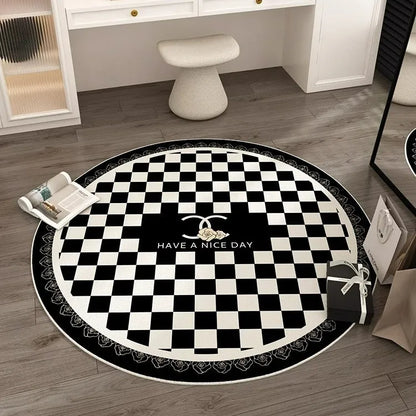 VIKAMA Light Luxury Carpet Round Game Living Room Computer Bedroom Chair Floor Mats Basket Gaming Video Carpet Home Decoration