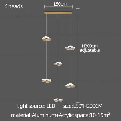 Led Staircase Pendant Lamp Modern Circular Lotus Leaf Living Room Chandelier Designer Villa Style Large Penthouse Chandelier