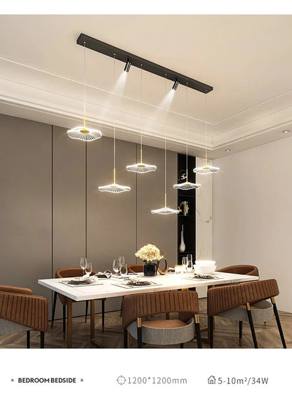 LED Restaurant Chandelier Hanging Pendant Light for Company Hotel Front Desk Lighting Spotlight Lotus Leaf Dining Table Fixtures