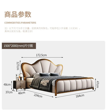 Nordic Luxury Double Bed Modern Wood High End Headboard Frame Double Bed Kids Girl Camas Matrimonial Furniture For Bedroom