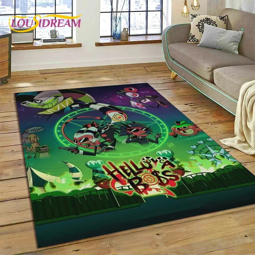 Cartoon H-Helluva Boss Blitzo H-Hazbin Hotel Carpet Rug for Bedroom Living Room Home Sofa Decoration,Child Large Decor Floor Mat
