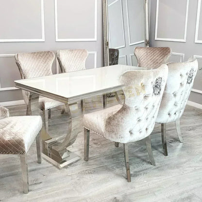 Modern Home Dining Room Furniture Dinning Room Table Luxury Stainless Steel Marble Dining Tables