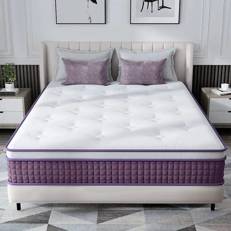 High Quality Vacuum Packed Latex Purple Mattress king Size Roll up Bed Spring Mattress in Box
