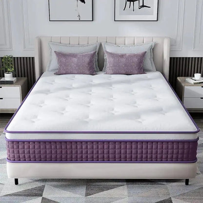 High Quality Vacuum Packed Latex Purple Mattress king Size Roll up Bed Spring Mattress in Box