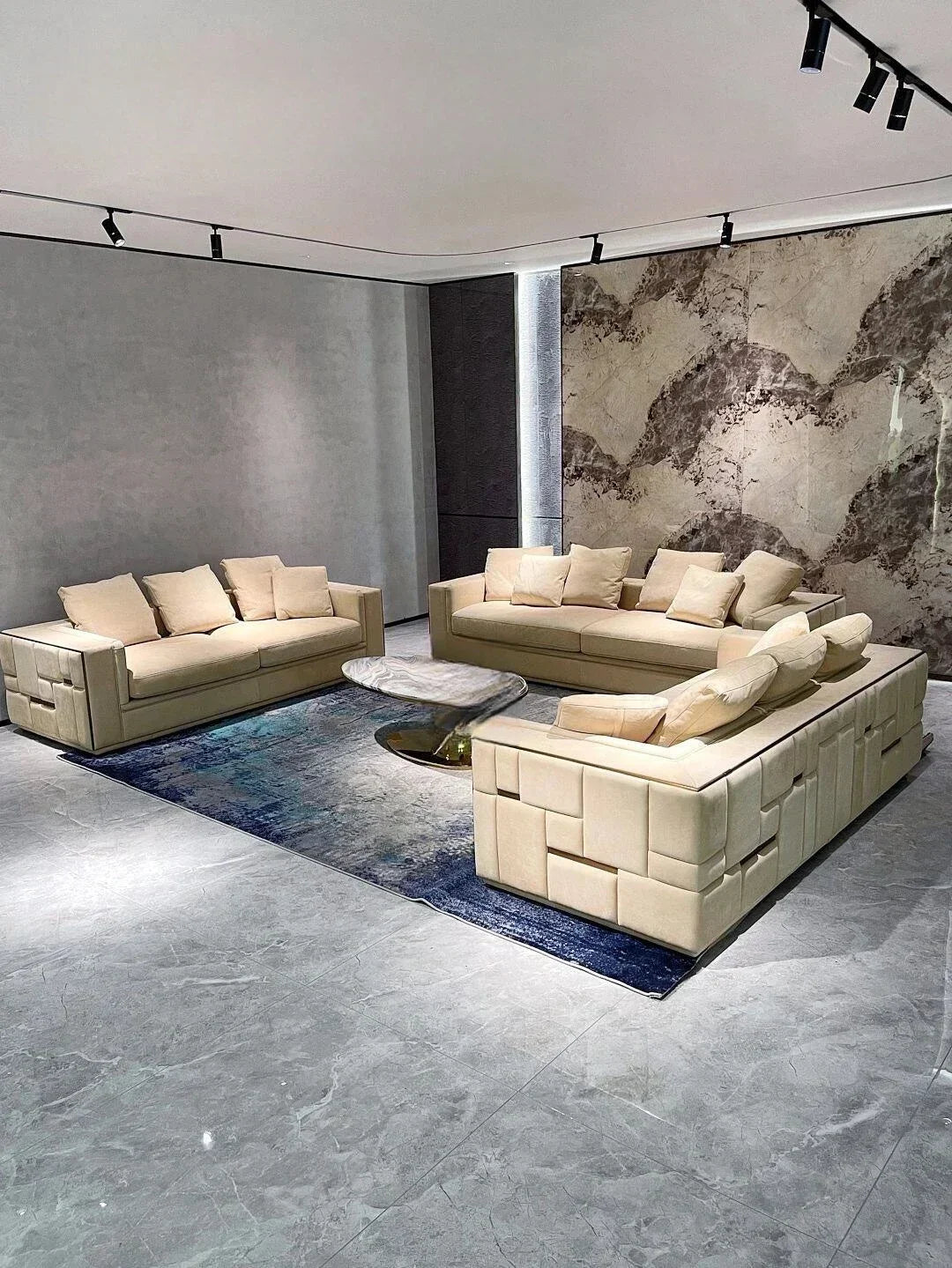 Light Luxury Living Room Sofa High-end Home Furniture for Large Villa L-shaped Leather Couch Designer Furniture Sofa for Villa