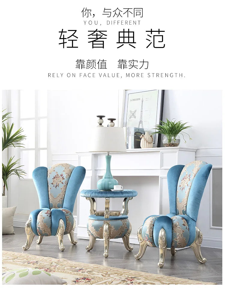 European-Style Leisure Chair Coffee Table Three-Piece Living Room Sofa Couch Balcony Table and Chair Living Room