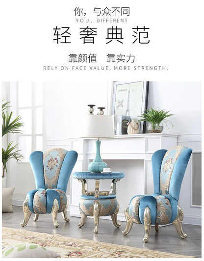 European-Style Leisure Chair Coffee Table Three-Piece Living Room Sofa Couch Balcony Table and Chair Living Room