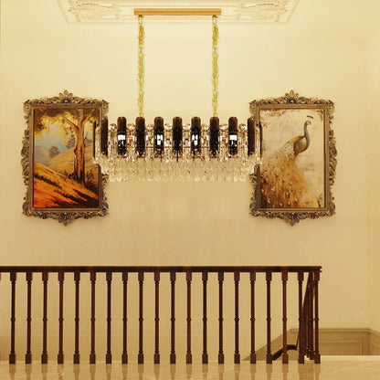 Vrygle Modern Crystal Chandeliers ,6-Light Crystal Rectangle Chandeliers, Dining Room Light Mount for Living Room Kitchen，room