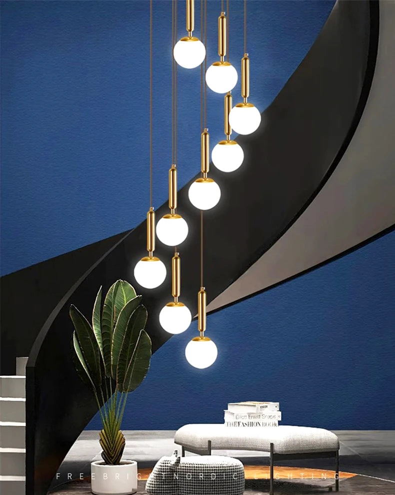 Modern ring stairs led lights pendant light lamps for living room led Chandeliers for dining room hanging light indoor lighting