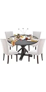 Upholstered Parsons Dining Chairs Set of 4, Fabric Dining Room Kitchen Side Chair with Nailhead Trim and Wood Legs - Beige
