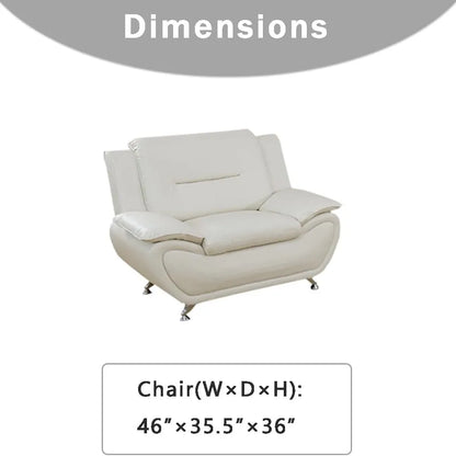 Modern Compact 1-Seat Sofa in White Faux Leather: Easy-Clean, Sturdy & Space-Saver for Small Rooms