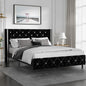 King Size Bed Frame with Wingback, Upholstered Beds Frames with Diamond Tufted Headboard and Footboard, No Box Spring Needed