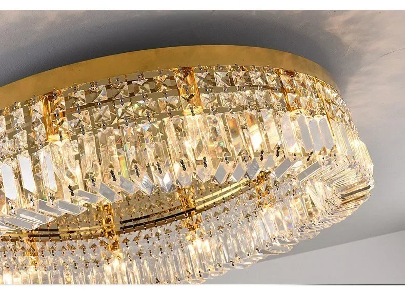 Luxury Modern Minimalist Crystal Glass Round Ceiling Chandelier for  Living Room Bedroom Study Led Indoor Lighting Decor