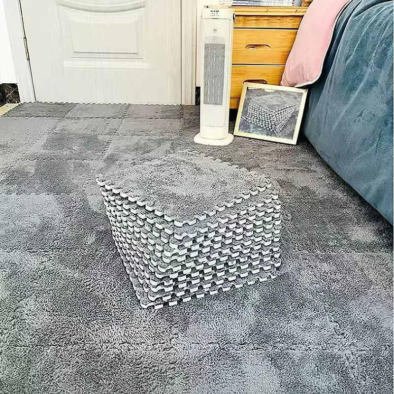 EVA Crawling Mat Stitching Suede Floor Mat Baby Play Mat Home Fashion Living Room Bedroom Puzzle Foam Carpet 30*30*1x1.0cm