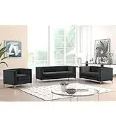 Morden Fort white leather love seat and sofa set, modern luxury and comfy furniture sleeper pouches for living room, apartment,