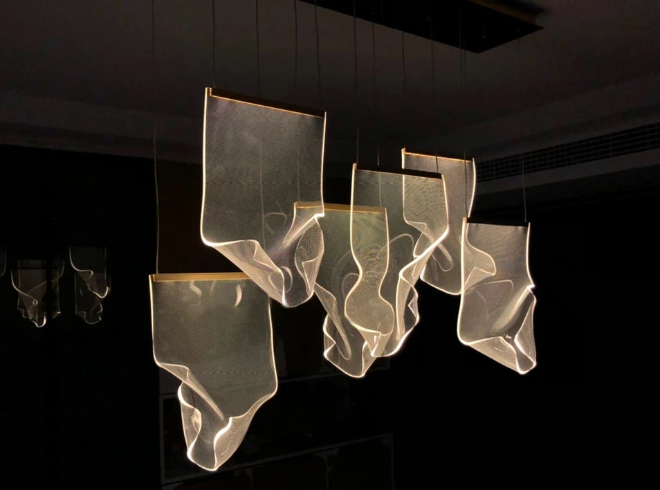 Light Guide LED Modern Chandelier living room decor lighting Duplex Rotating Stairs Pendant Lamp Dining room Hanging Lights