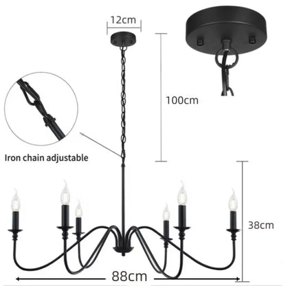 Retro Loft Living Room Chandelier Lighting E14 Vintage American Style Black/Gold Ceiling Chandelier Household Dining Room Light