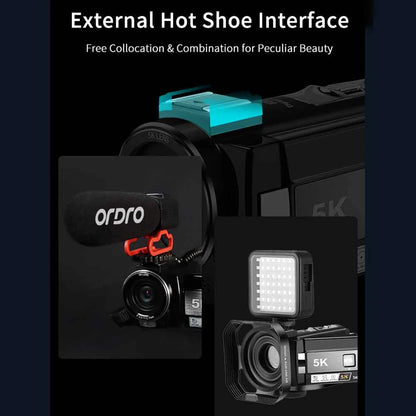 ORDRO HDR-AE20 5K Digital Video Camera WiFi Camcorder DV Recorder 3.0 Inch IPS Touch Panel 56MP 18X Digital Zoom Time-lapse