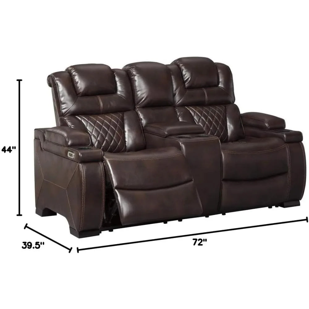 Warnerton Faux Leather Power Reclining Sofa with Adjustable Headrest living room furniture