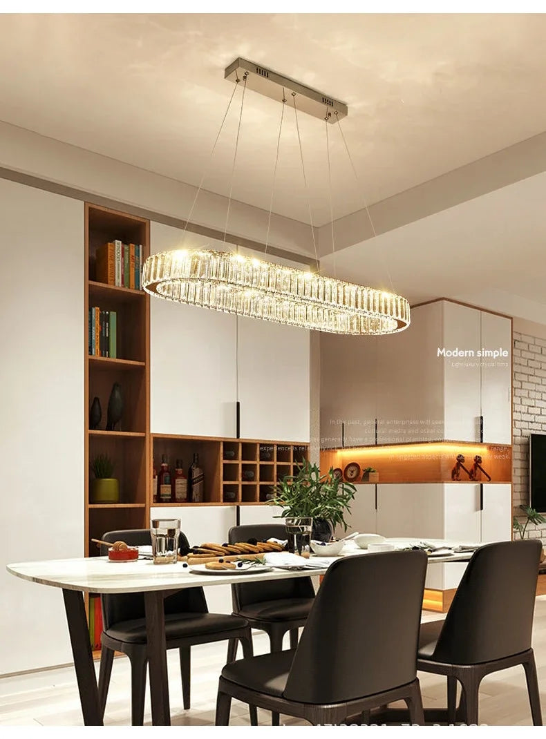 2024 Led Luxury Crystal Ceiling Pendant Lamp Living Room Bedroom Hanging Chandelier Bar Dining Table Light for Room Decor Lustre