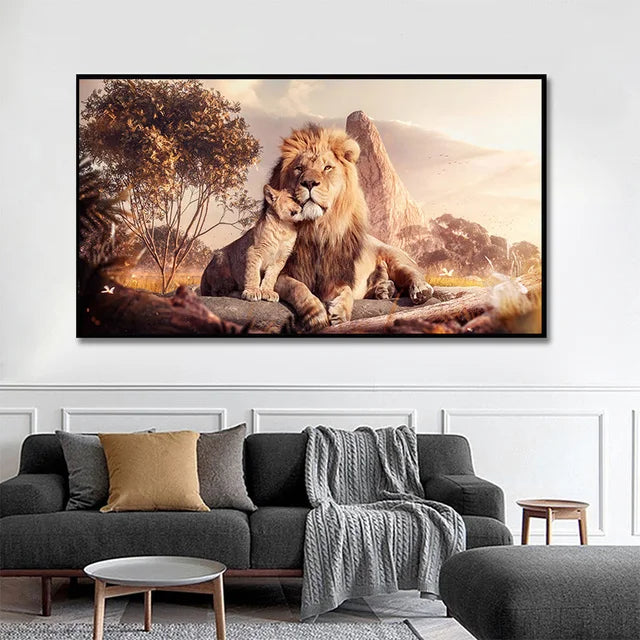Large Size Lion Leopard Animals Posters African Elephant Tiger Wall Picture Canvas Painting One Piece Home Decoration No Frame