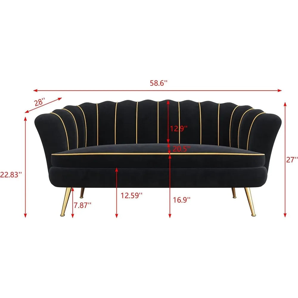 Loveseat Couch, Modern Velvet Sofa Accent Upholstered Settee, 2 Seater Small Loveseat for Small Spaces, Office, Bedroom, Living