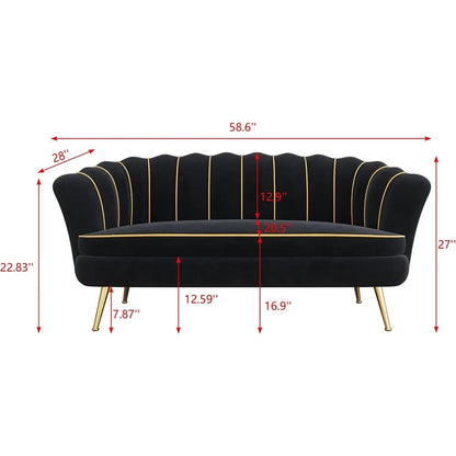 Loveseat Couch, Modern Velvet Sofa Accent Upholstered Settee, 2 Seater Small Loveseat for Small Spaces, Office, Bedroom, Living