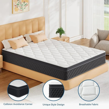 Mattress in a Box, Memory Foam Hybrid Mattress with Individually Pocketed Springs for Isolate Motion, Pressure Relief