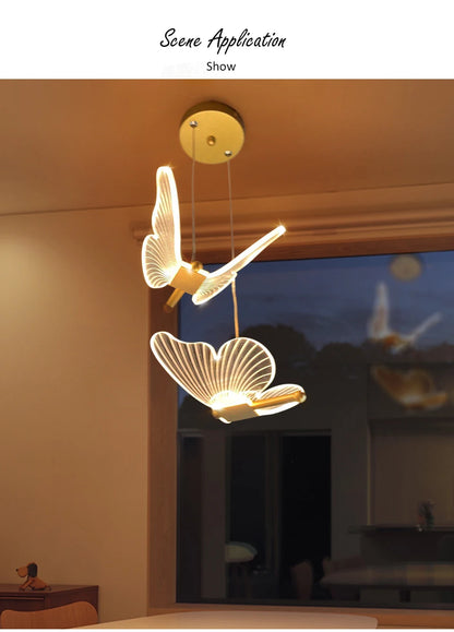 Butterfly Chandelier LED Ceiling Pendant Light Hanging Lamp Dining Living Room For Home Decora Indoor Lighting Bedroom Luminaire
