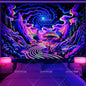 Blacklight Mushroom Tapestry UV Reactive Hippie Skull Tapestries Wall Hanging Eyes Forest Tapestry Glow In The Dark Posters